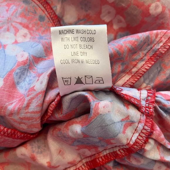 Tyler Boe Sammy Dress Large Red Wild Flowers Puff Sleeve Tiered Cottage Modest - Picture 12 of 14